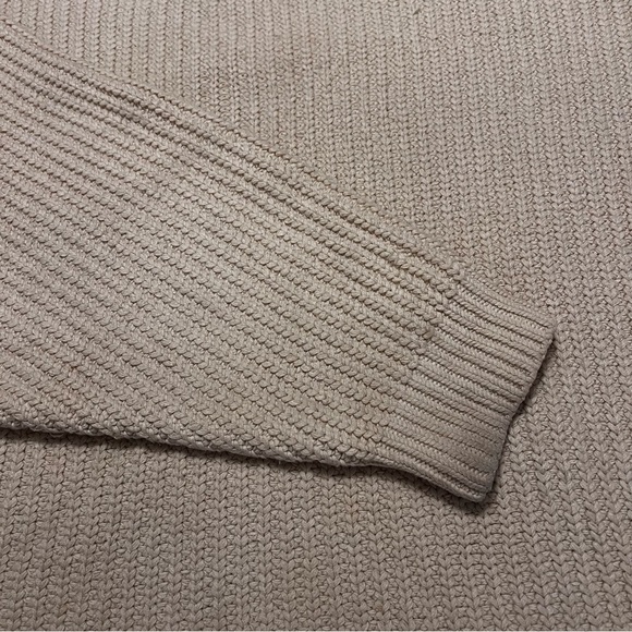 Free People Swim Too Deep Oversized Chunky Knit Sweater Tan M Cowl Mock Neck - Picture 11 of 14